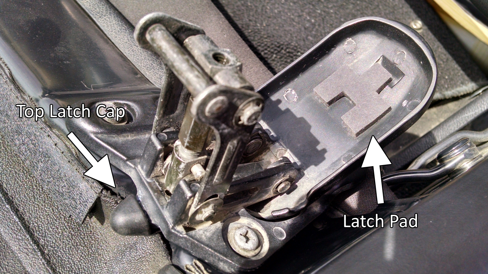 Refurbished Miata convertible top latch