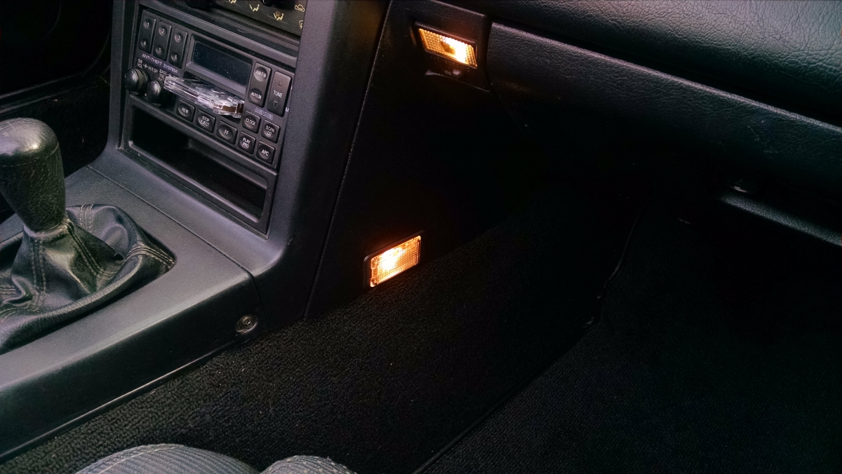 Moss Miata footwell light installed in 1994 Mazda Miata